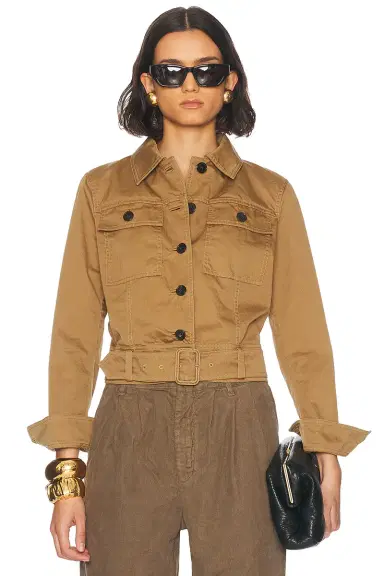 Saint Laurent Cropped Belted Jacket | Thumbnail 1 Saint Laurent Cropped Belted Jacket | Thumbnail 1