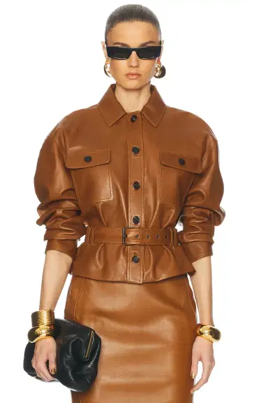 Saint Laurent Belted Leather Jacket | Thumbnail 1 Saint Laurent Belted Leather Jacket | Thumbnail 1