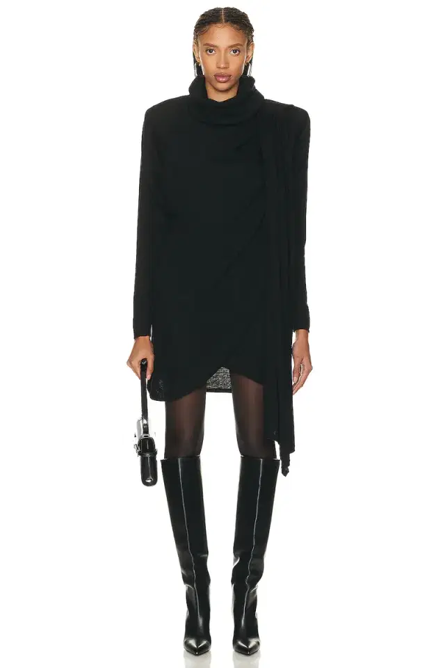 Saint Laurent Hooded Draped Dress