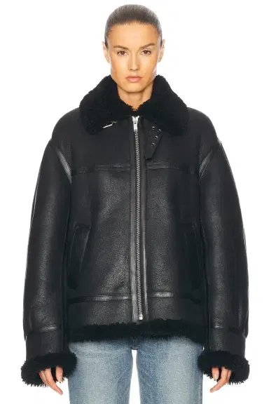 Saint Laurent Leather Bomber Jacket | Thumbnail 2