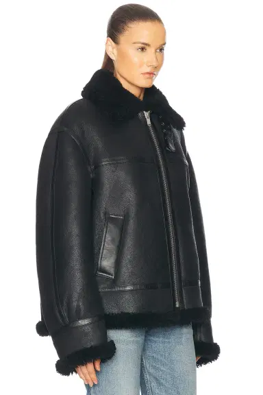 Saint Laurent Leather Bomber Jacket | Thumbnail 3