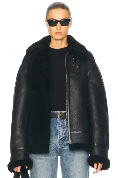 Saint Laurent Leather Bomber Jacket | Thumbnail 1