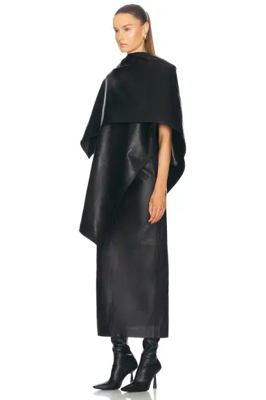 Nour Hammour Edra Sleek Leather Cape | Thumbnail 3 Nour Hammour Edra Sleek Leather Cape | Thumbnail 3