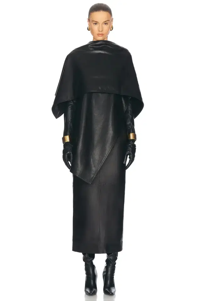 NOUR HAMMOUR Edra Sleek Leather Cape