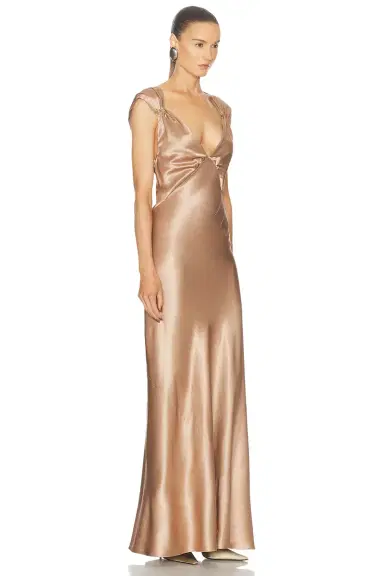 Saint Laurent Satin Long Dress | Thumbnail 2 Saint Laurent Satin Long Dress | Thumbnail 2