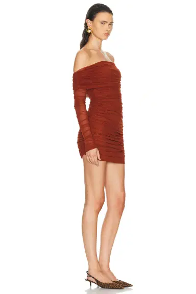 Saint Laurent Off Shoulder Tulle Dress | Thumbnail 2