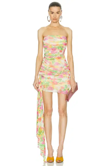Saint Laurent Ruched Strapless Dress | Thumbnail 1 Saint Laurent Ruched Strapless Dress | Thumbnail 1