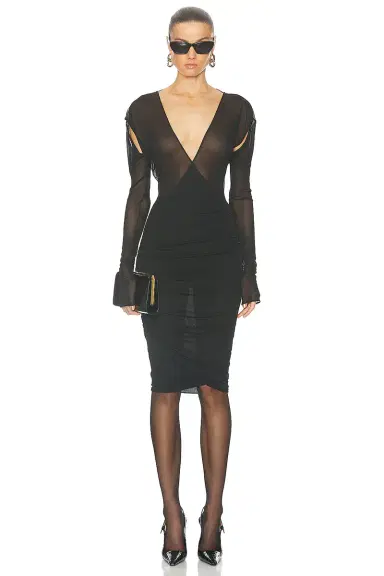 Saint Laurent Jersey Long Sleeve Dress | Thumbnail 1