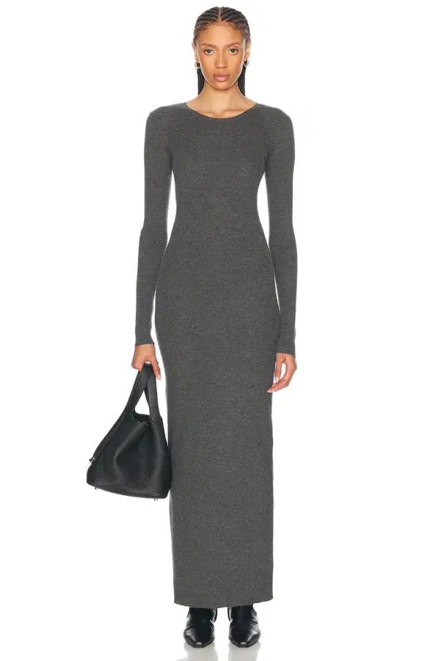 SPRWMN Long Sleeve Crewneck Cashmere Maxi Dress