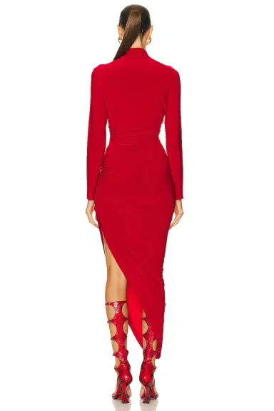 Norma Kamali Long Sleeve Turtleneck Side Drape Gown | Thumbnail 4 Norma Kamali Long Sleeve Turtleneck Side Drape Gown | Thumbnail 4
