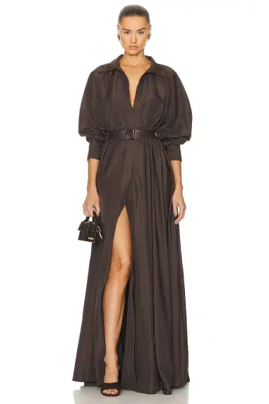 Norma Kamali Super Oversized Boyfriend Shirt Flared Gown | Thumbnail 1 Norma Kamali Super Oversized Boyfriend Shirt Flared Gown | Thumbnail 1