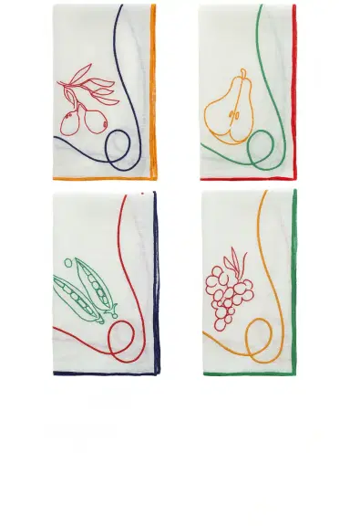 Misette Embroidered Linen Napkins Set Of 4 | Thumbnail 1