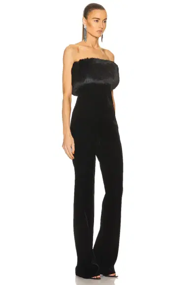 Saint Laurent Strapless Velour Jumpsuit | Thumbnail 2 Saint Laurent Strapless Velour Jumpsuit | Thumbnail 2