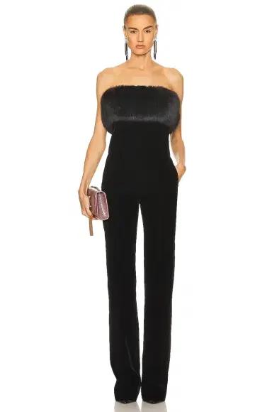 Saint Laurent Strapless Velour Jumpsuit | Thumbnail 4 Saint Laurent Strapless Velour Jumpsuit | Thumbnail 4
