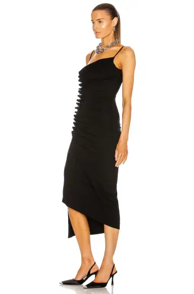 Rabanne Button Down Ruched Dress | Thumbnail 3 Rabanne Button Down Ruched Dress | Thumbnail 3