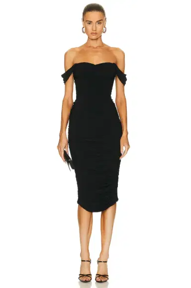 Norma Kamali Walter Midi Dress with Winglet Sleeves | Thumbnail 1 Norma Kamali Walter Midi Dress with Winglet Sleeves | Thumbnail 1
