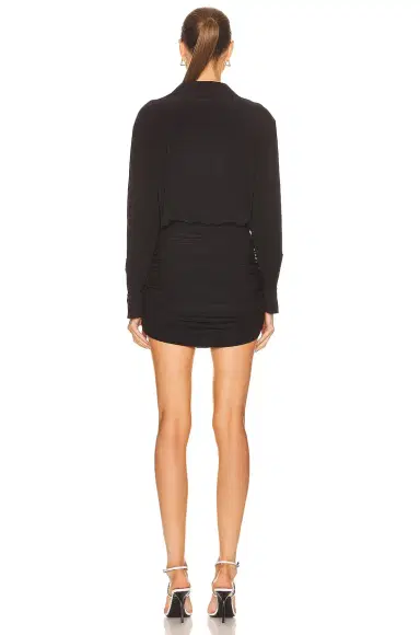 Norma Kamali Boyfriend NK Shirt Shirred Skirt Dress | Thumbnail 3 Norma Kamali Boyfriend NK Shirt Shirred Skirt Dress | Thumbnail 3