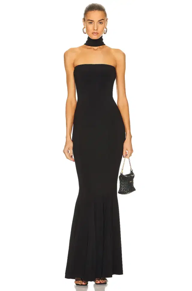 Norma Kamali Turtleneck Strapless Fishtail Gown