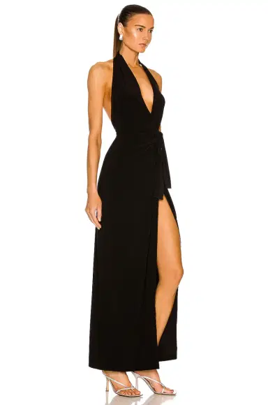 Norma Kamali Halter Wrap Straight Gown | Thumbnail 2