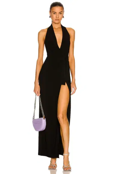 Norma Kamali Halter Wrap Straight Gown | Thumbnail 1