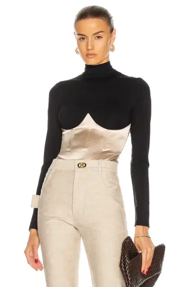 Fleur du Mal Mock Neck Long Sleeve Bodysuit | Thumbnail 1