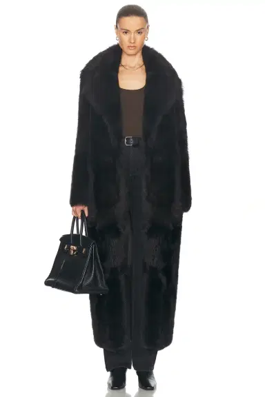 NOUR HAMMOUR For FWRD Evita Extra Long Coat | Thumbnail 1