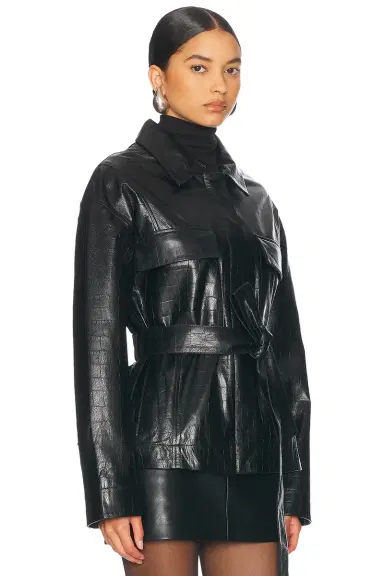 Nour Hammour Tilda Waist-Tied Leather Jacket | Thumbnail 3 Nour Hammour Tilda Waist-Tied Leather Jacket | Thumbnail 3