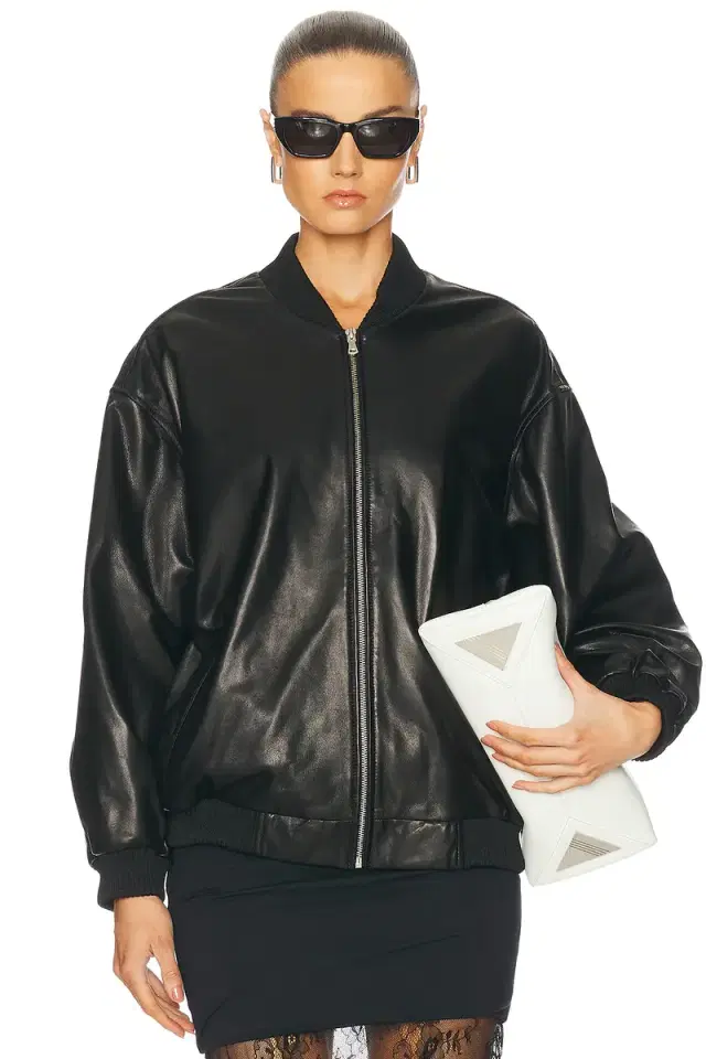 NOUR HAMMOUR Marly Leather Bomber Jacket