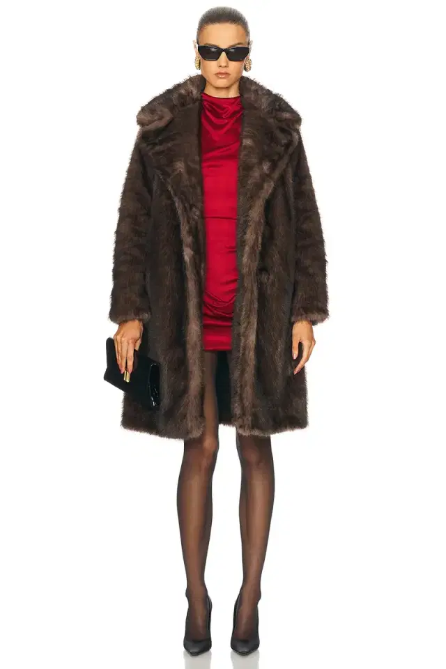 NOUR HAMMOUR Evita Faux Fur Coat