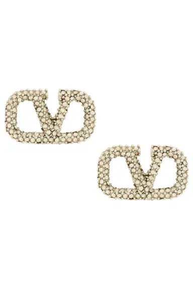 Valentino Garavani V Logo Signature Strass Earrings | Thumbnail 1 Valentino Garavani V Logo Signature Strass Earrings | Thumbnail 1