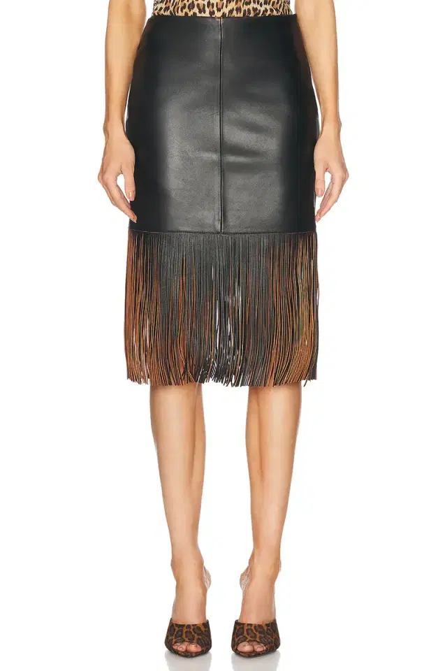 BLUMARINE Fringe Leather Skirt
