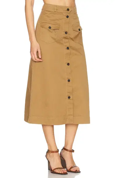Saint Laurent Button Down Midi Skirt | Thumbnail 2 Saint Laurent Button Down Midi Skirt | Thumbnail 2