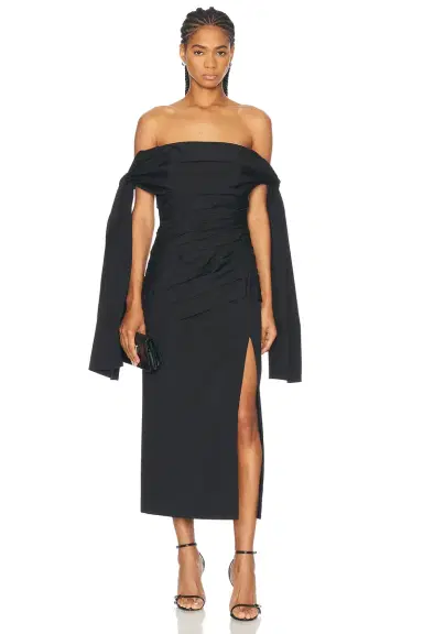 Carolina Herrera Off The Shoulder Midi Dress | Thumbnail 1