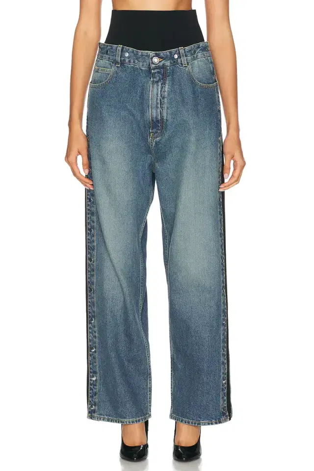 ALAÏA Wide Leg With Snaps Jeans