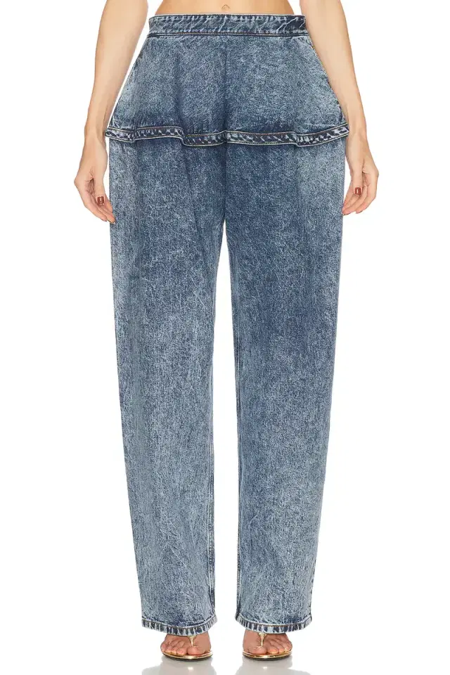 ALAÏA Peplum Wide Leg Jeans