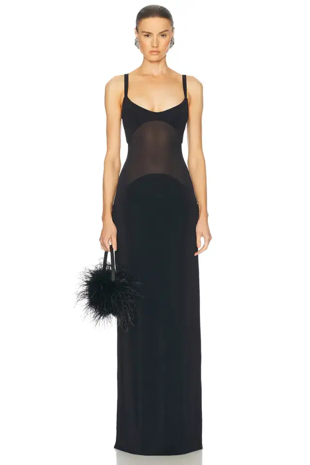 Helsa Sheer Knit Curve Maxi Dress