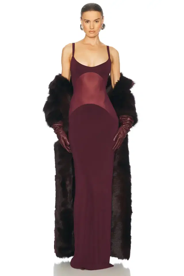 Helsa Sheer Knit Curve Maxi Dress