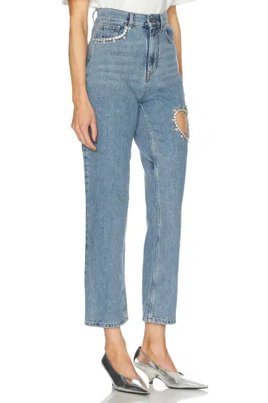 AREA Crystal Heart Straight Leg Jeans | Thumbnail 2 AREA Crystal Heart Straight Leg Jeans | Thumbnail 2