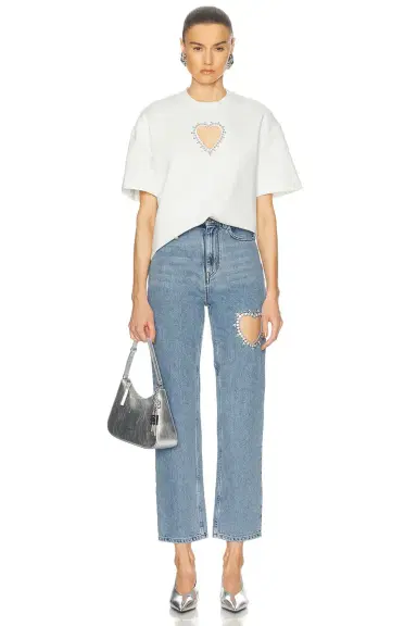 AREA Crystal Heart Straight Leg Jeans | Thumbnail 5 AREA Crystal Heart Straight Leg Jeans | Thumbnail 5
