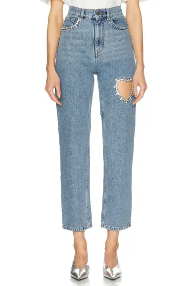 AREA Crystal Heart Straight Leg Jeans | Thumbnail 1 AREA Crystal Heart Straight Leg Jeans | Thumbnail 1