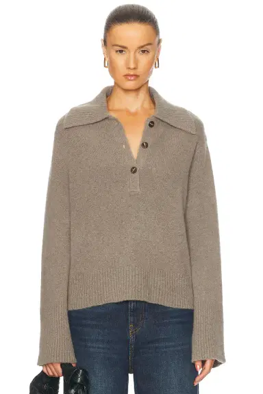 Jenni Kayne Cashmere Stevie Polo Sweater | Thumbnail 1 Jenni Kayne Cashmere Stevie Polo Sweater | Thumbnail 1