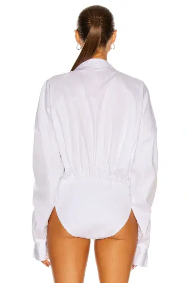 Norma Kamali Oversized Boyfriend Shirt Bodysuit | Thumbnail 4 Norma Kamali Oversized Boyfriend Shirt Bodysuit | Thumbnail 4