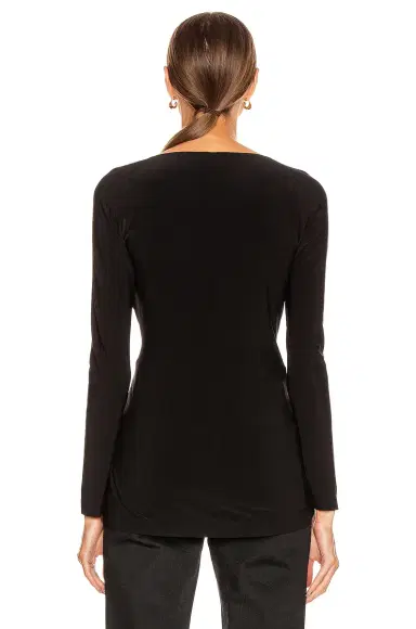 Norma Kamali Long Sleeve Sweetheart Side Drape Top | Thumbnail 3 Norma Kamali Long Sleeve Sweetheart Side Drape Top | Thumbnail 3
