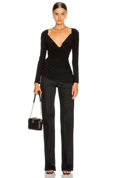 Norma Kamali Long Sleeve Sweetheart Side Drape Top | Thumbnail 4 Norma Kamali Long Sleeve Sweetheart Side Drape Top | Thumbnail 4