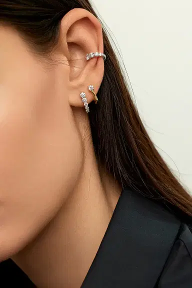 Melissa Kaye Aria U Huggie Hoop Earrings | Thumbnail 3