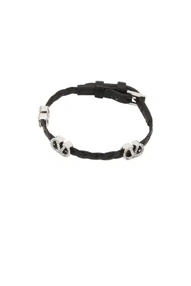 Valentino Garavani V Logo Signature Leather Bracelet | Thumbnail 1 Valentino Garavani V Logo Signature Leather Bracelet | Thumbnail 1