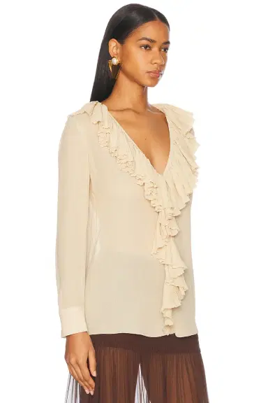 Saint Laurent Long Sleeve Ruffle Blouse | Thumbnail 2
