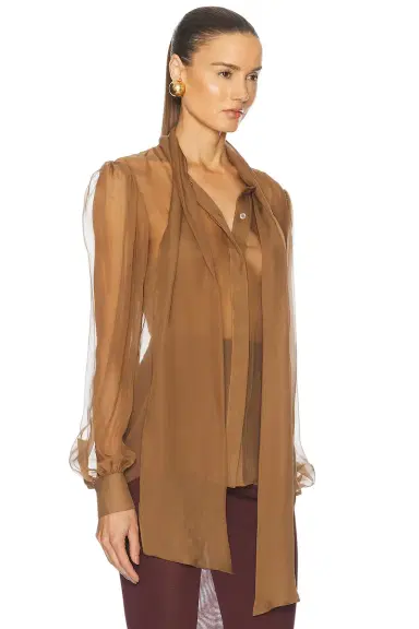 Saint Laurent Sheer Long Sleeve Blouse | Thumbnail 2 Saint Laurent Sheer Long Sleeve Blouse | Thumbnail 2