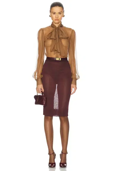 Saint Laurent Sheer Long Sleeve Blouse | Thumbnail 4 Saint Laurent Sheer Long Sleeve Blouse | Thumbnail 4