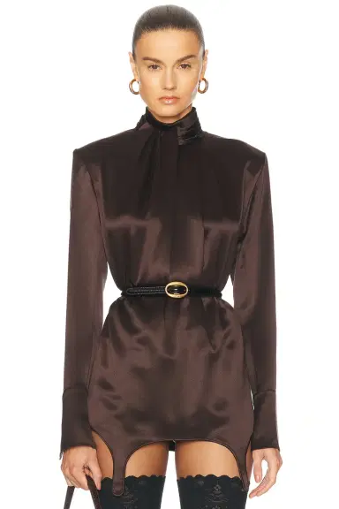 Saint Laurent Mockneck Blouse | Thumbnail 1 Saint Laurent Mockneck Blouse | Thumbnail 1